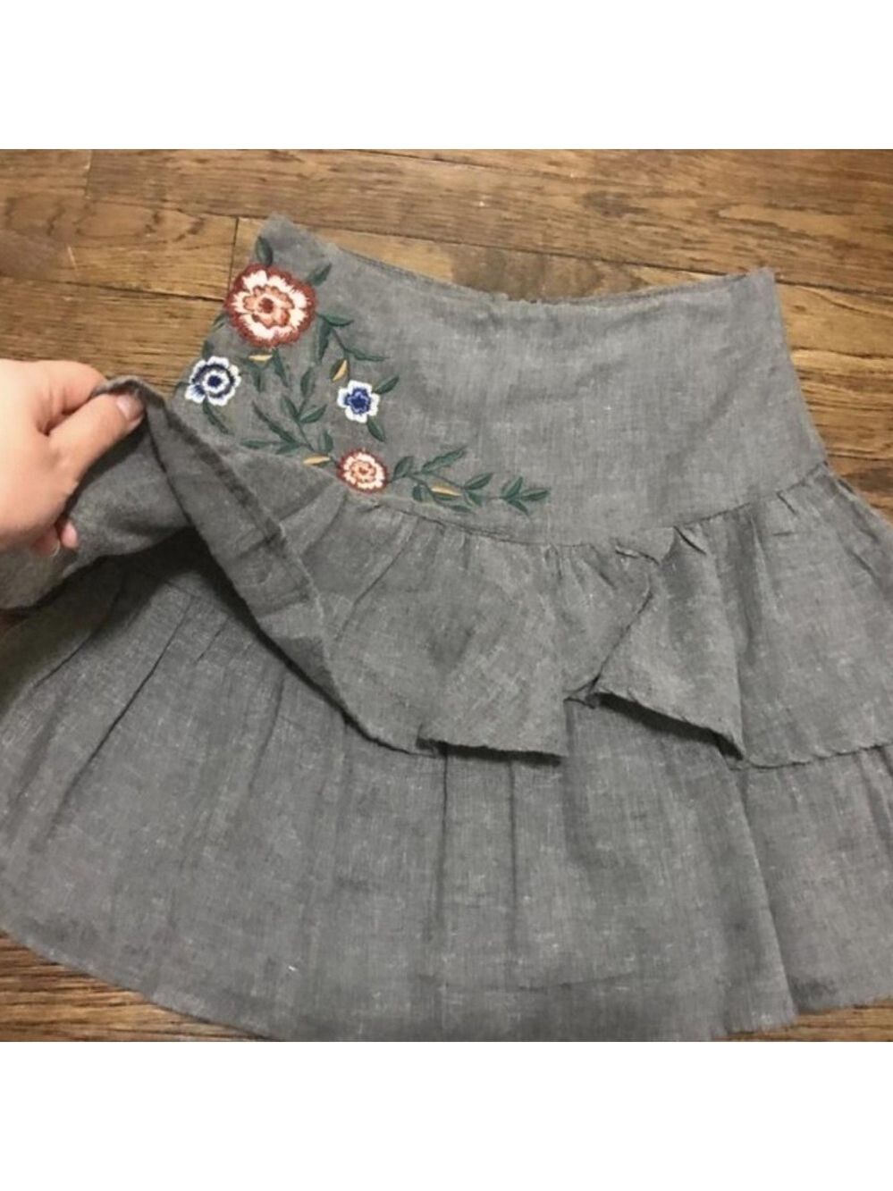 ZARA Embroidered Ruffles Skirt - Picture 8 of 14